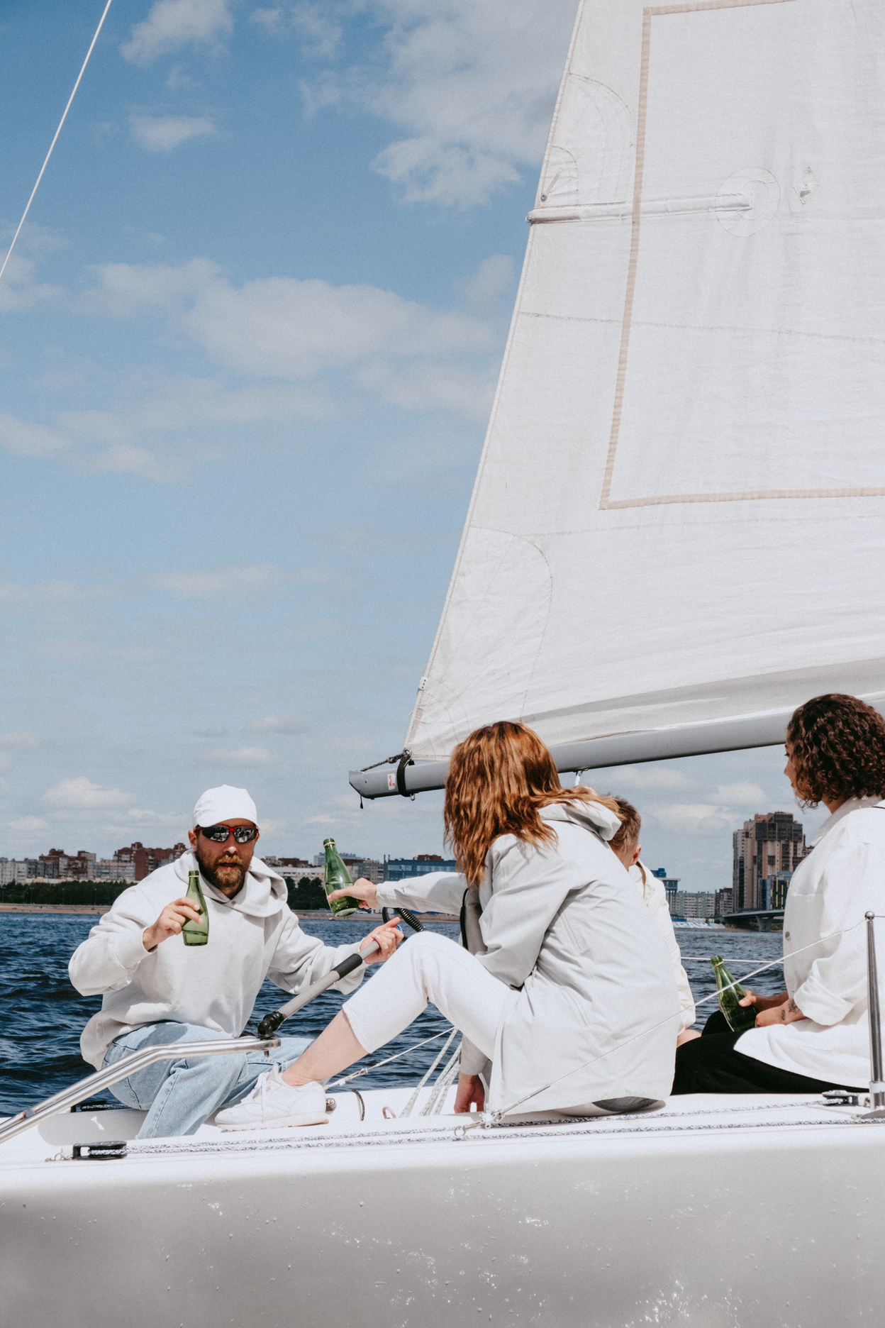 People Sitting on White Boat